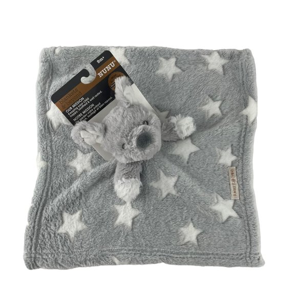 Blankets & Beyond Gray Puppy Dog Lovey 13" Baby Security Blanket Stars Nunu NWT - Picture 3 of 9